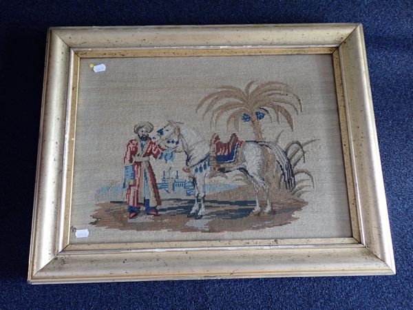 A VICTORIAN WOOL WORK PICTURE