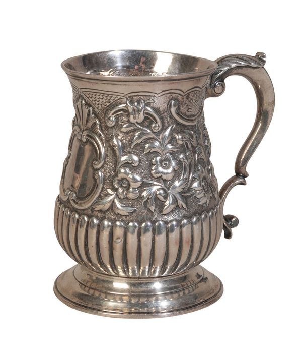 A GEORGE II SILVER TANKARD