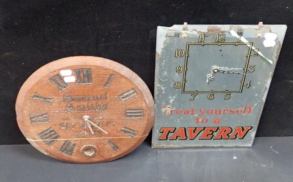 TAVERN ALES ADVERTISING MIRROR CLOCK