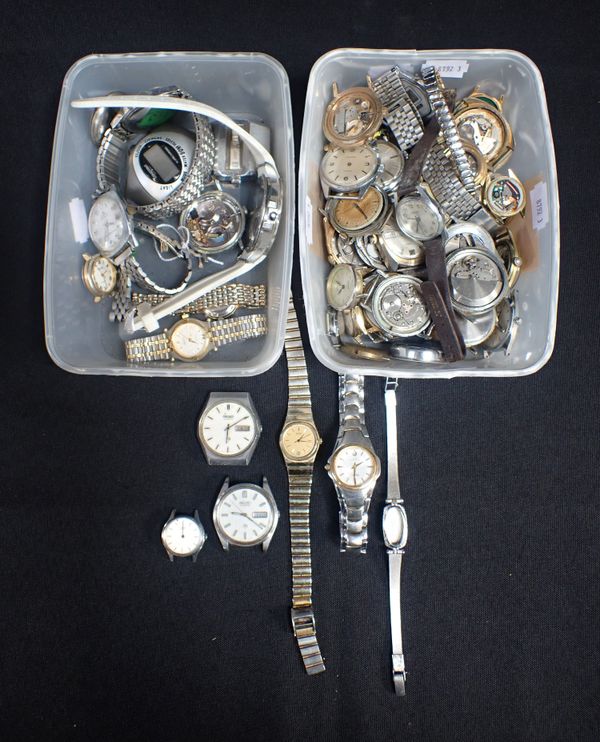 A QUANTITY OF WATCH CASES, CASE BACKS AND MOVEMENTS