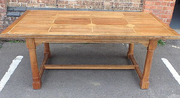A LARGE HARDWOOD REFECTORY TABLE
