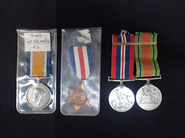 WWI MEDAL TO 'GNR DRG MARTIN'