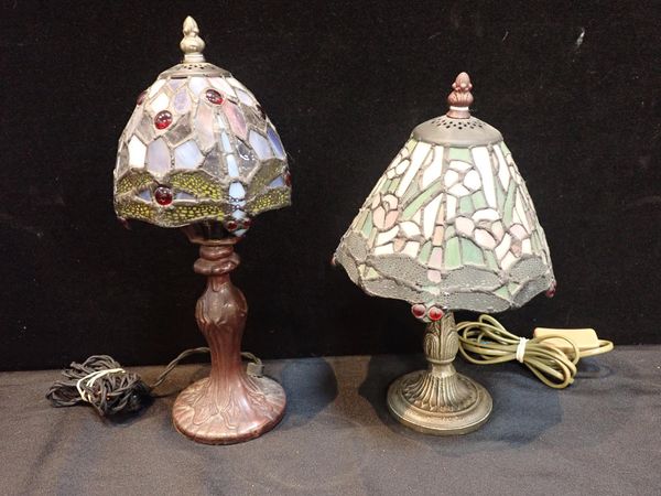 TWO SIMILAR TIFFANY STYLE TABLE LAMPS