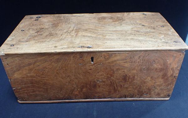 AN 18th CENTURY ELM BOX OR TRUNK