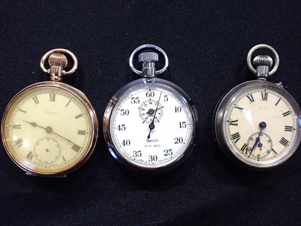 A DENNISON 10ct GOLD-PLATED CASED POCKET WATCH