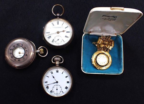 A SILVER-CASED HALF-HUNTER POCKET WATCH
