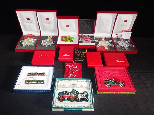 A COLLECTION OF BACCARAT CHRISTMAS ORNAMENTS