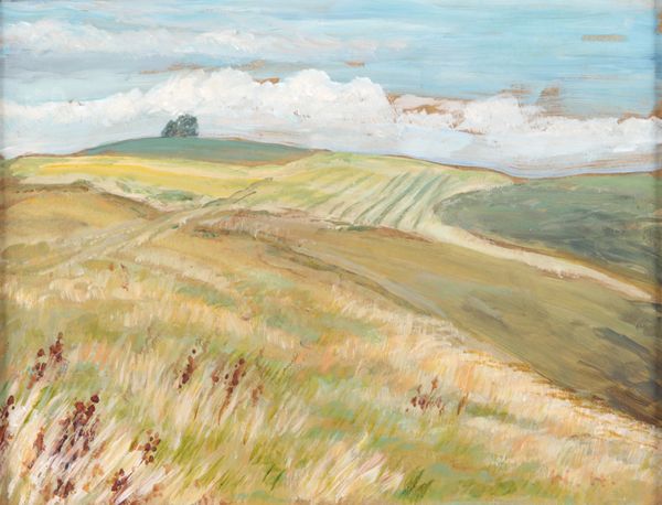 *WILLIAM HENDERSON (1903-1993) Landscape with rolling hills, probably South West Wiltshire