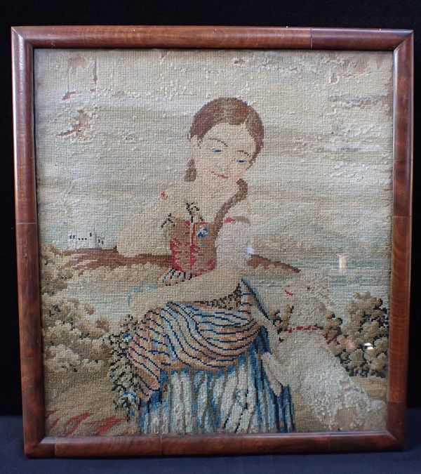 A 19th CENTURY WOOL WORK PICTURE
