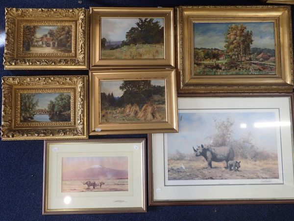 FIVE OIL ON BOARD SURREY VIEWS