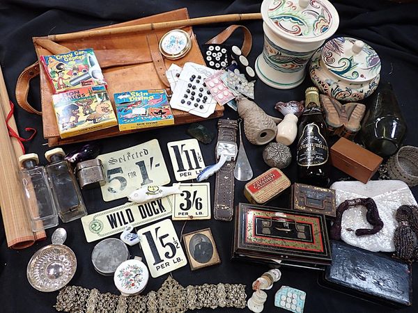 FIVE PRE-DECIMAL GROCER'S IVORINE PRICE LABELS