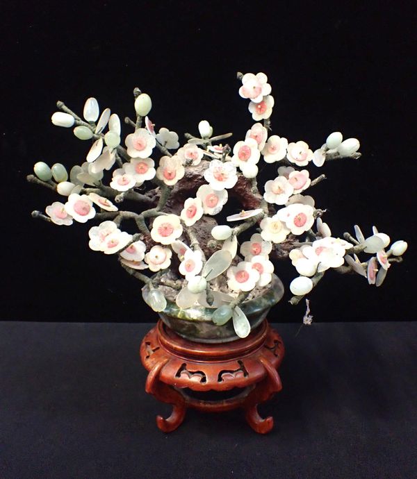 A CHINESE 'JADE TREE', IN TURNED POT