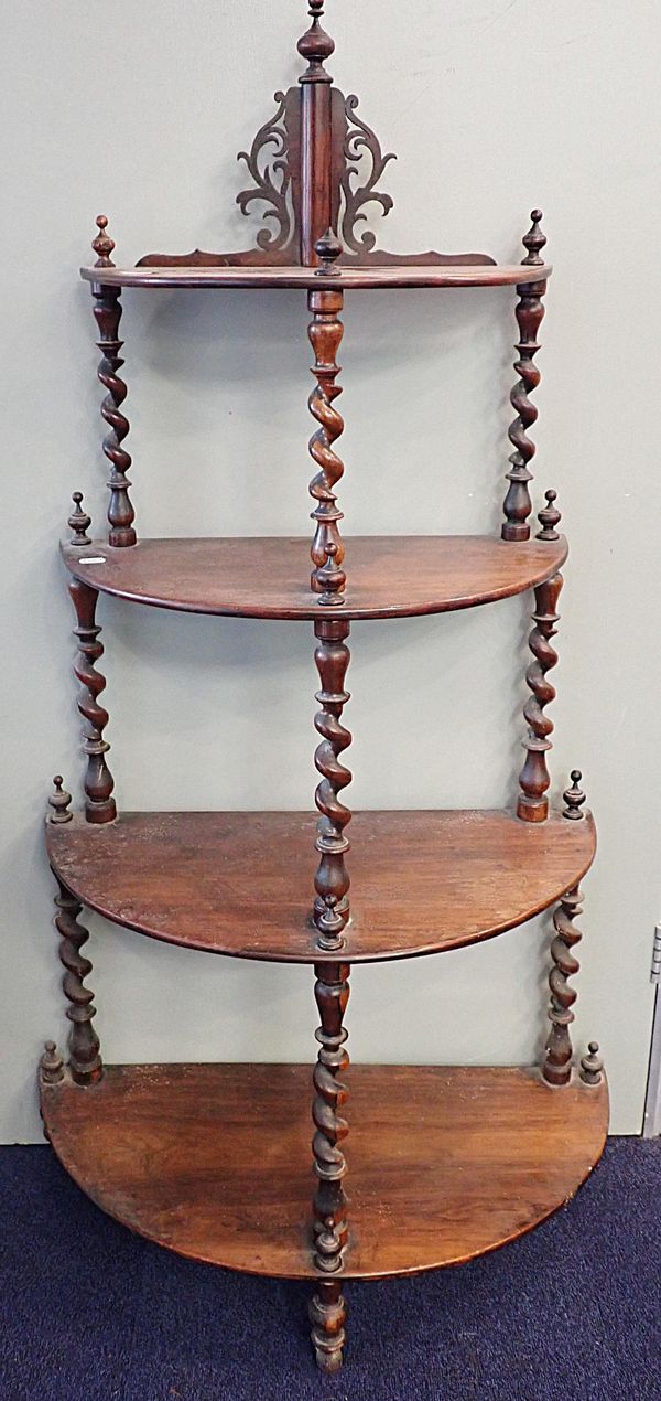 A VICTORIAN ROSEWOOD WHATNOT