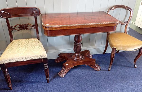A WILLIAM IV MAHOGANY CARD TABLE