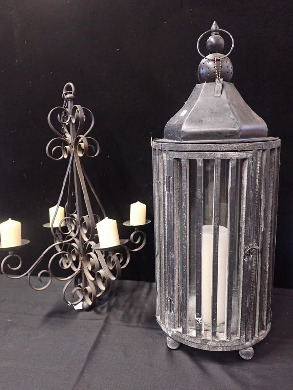 A LARGE MODERN HANGING CANDLE LANTERN