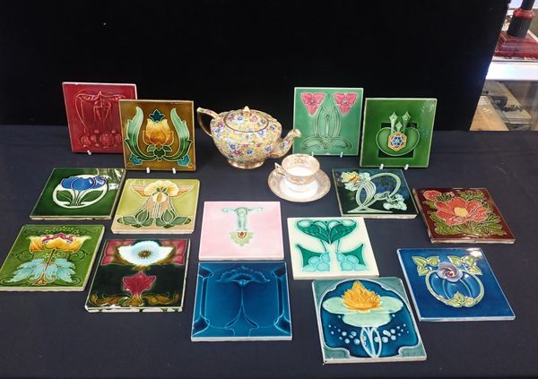 A COLLECTION OF ART NOUVEAU TUBLE LINED TILES