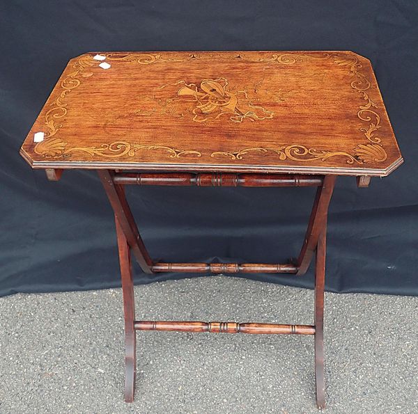 A FAUX-MARQUETRY FOLDING 'COACHING' TABLE