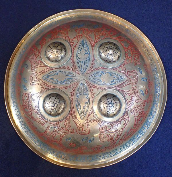AN INDO-PERSIAN BRASS DECORATIVE SHEILD