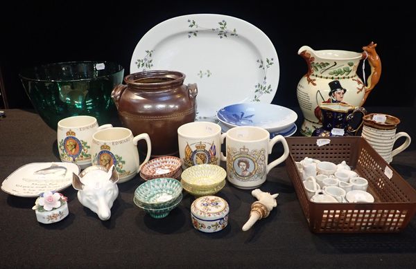 A PORCELAIN FOX HEAD STIRRUP CUP; 'TALLYHO'