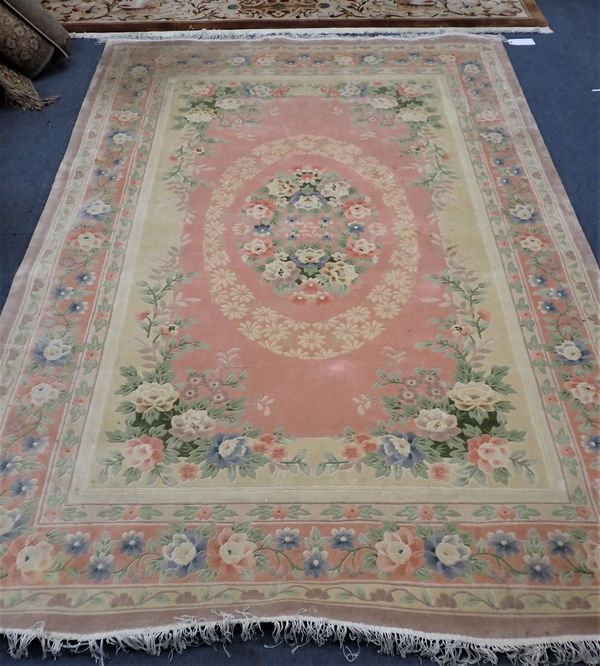 A LARGE CHINESE RUG, SCULPTED PILE