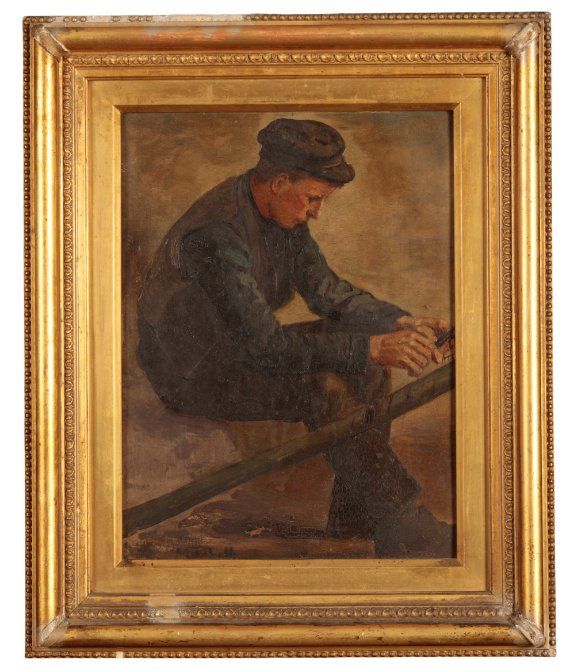 ENGLISH SCHOOL, 20TH CENTURY A study of a young man whittling