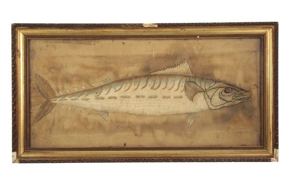 A VICTORIAN  EMBROIDERY OF A MACKEREL FISH