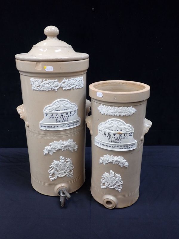 A VICTORIAN STONEWARE WATER FILTER 'PASTEUR (CHAMBERLAND)'