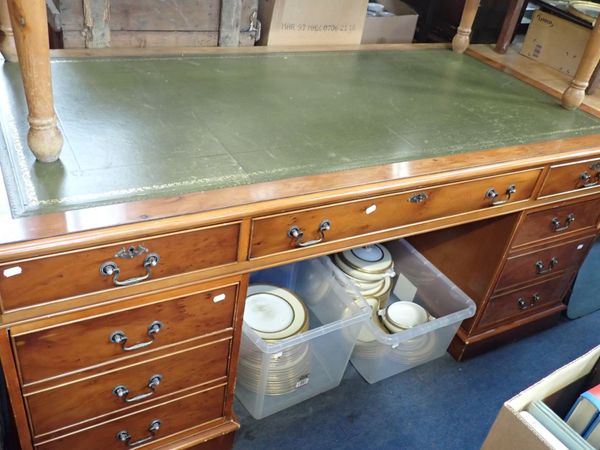 A LARGE REPRODUCTION YEW DESK