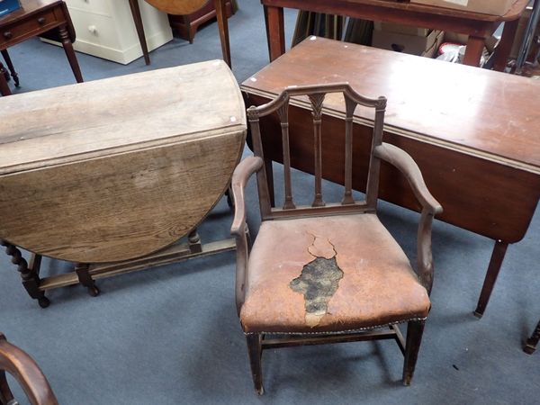 A GEORGE III MAHOGANY ELBOW CHAIR