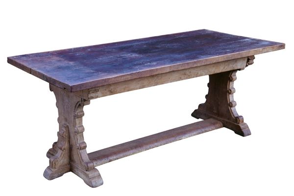 AN OAK GOTHIC REVIVAL REFECTORY TABLE