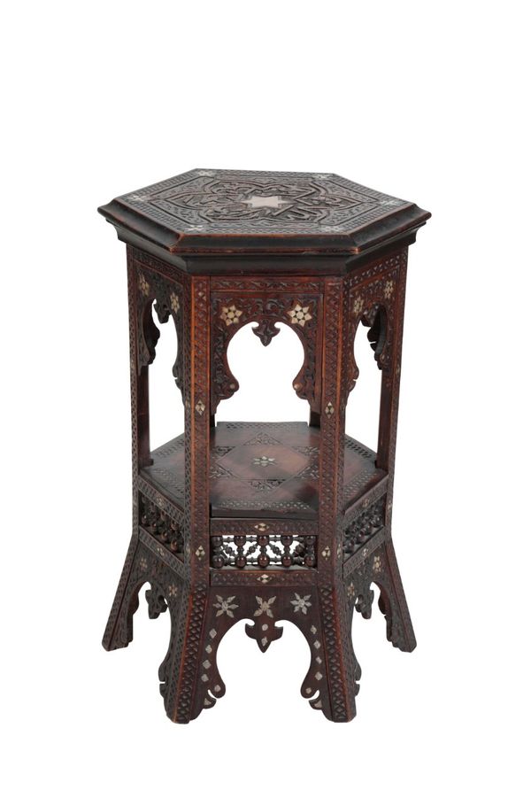 MANNER OF LIBERTY & CO: A MOORISH HEXAGONAL OCCASIONAL TABLE