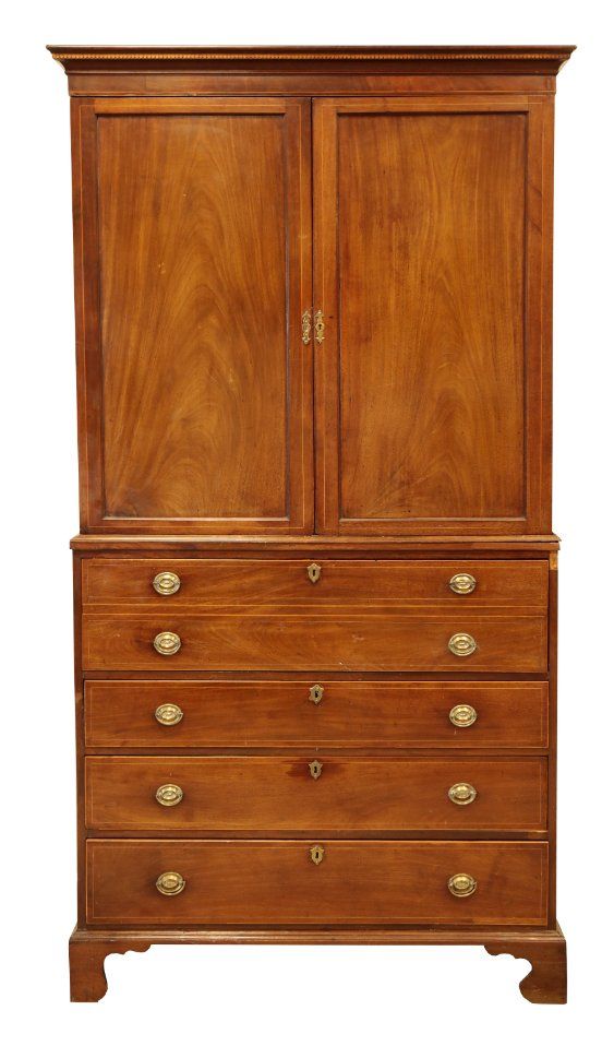 AN EDWARDIAN MAHOGANY SECRETAIRE PRESS