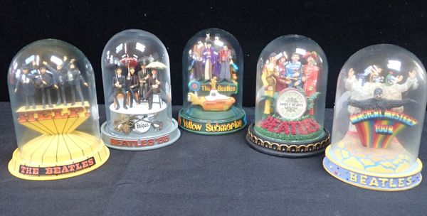 BEATLES: FIVE FRANKLIN MINT BEATLES FIGURAL DOMES