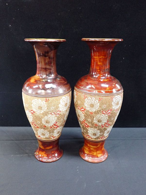 A PAIR OF DOULTON SLATER'S PATENT VASES