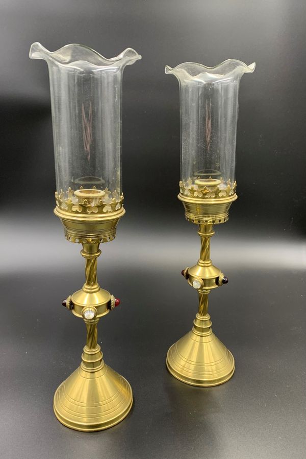 PAIR OF BRASS CANDLESTICKS