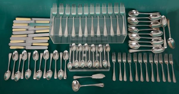 A VICTORIAN SILVER OLD ENGLISH BEAD CUTLERY SERVICE BY CHAWNER & CO