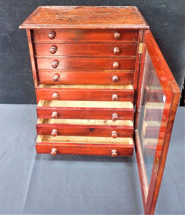 A VICTORIAN COLLECTOR'S CABINET, EIGHT DRAWERS WITH TURNED KNOBS