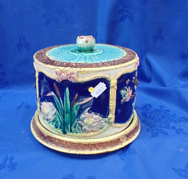 A 19TH CENTURY MAJOLICA CHEESE DISH