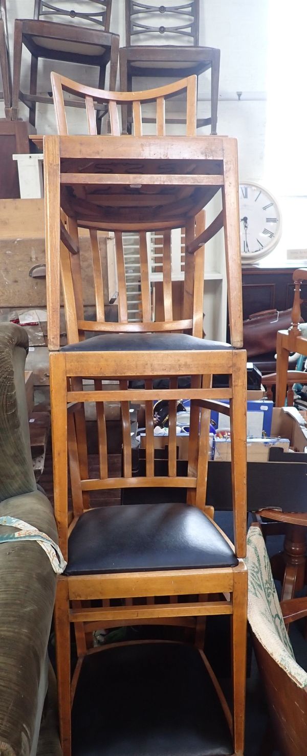 FOUR MID 20TH CENTURY BEECH DINING CHAIRS