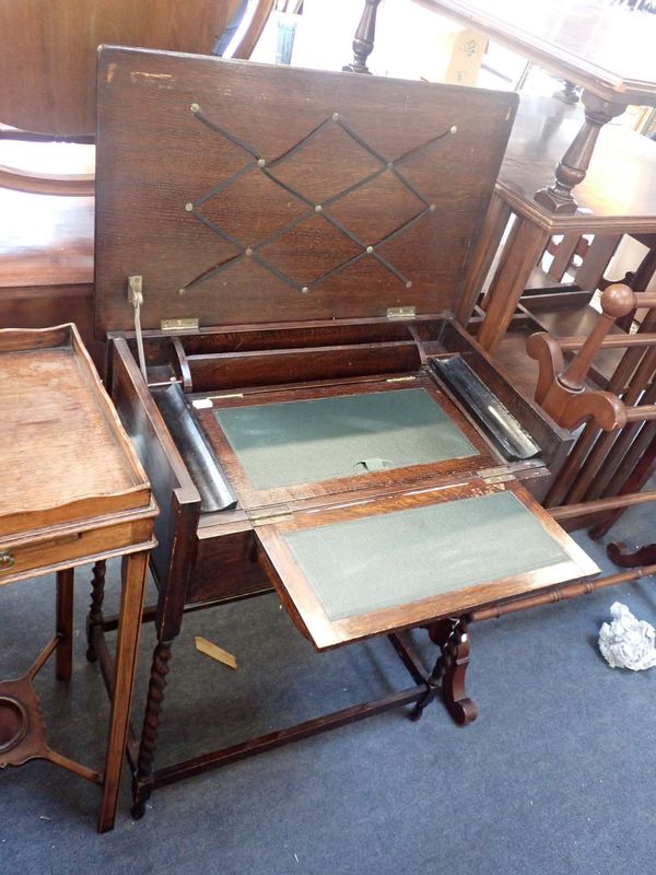 A 1920S OAK WORK/WRITING TABLE