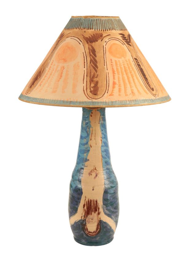 QUENTIN BELL (1910-1996)  FOR FULHAM POTTERY: A painted table lamp and shade