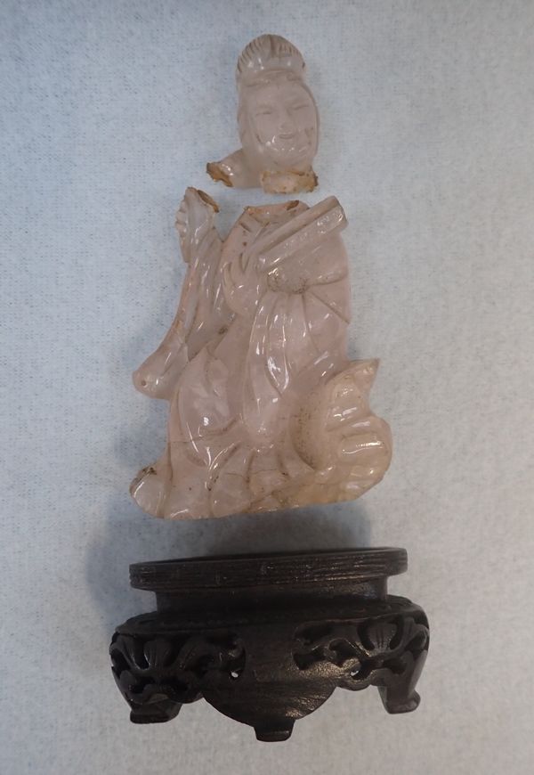 A CHINESE  ROCK CRYSTAL FIGURE