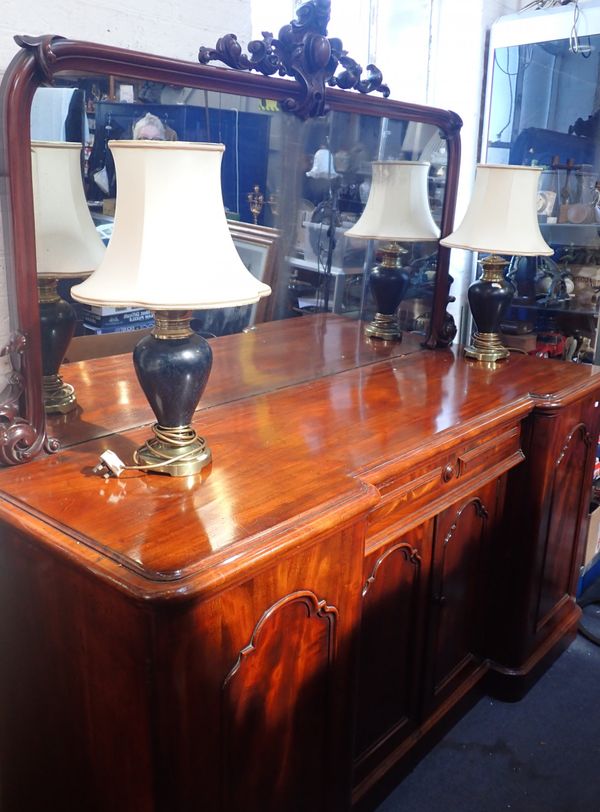 A VICTORIAN MAHOGANY SIDEBOARD WITH MIRROR BACK