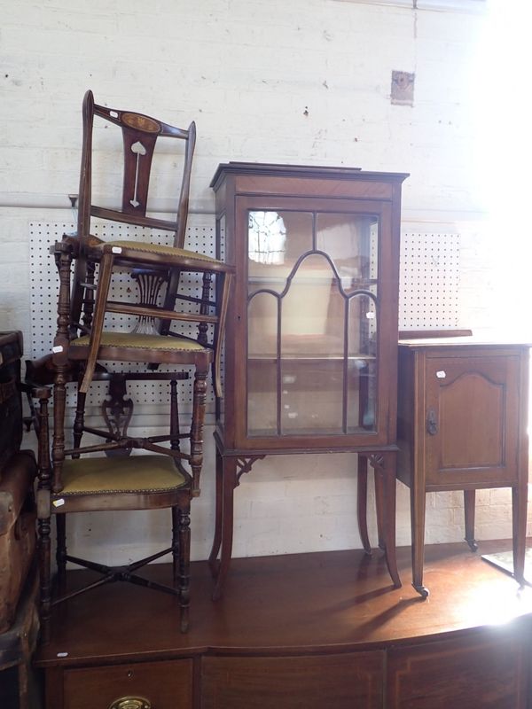 TWO SIMILAR EDWARDIAN CORNER CHAIRS