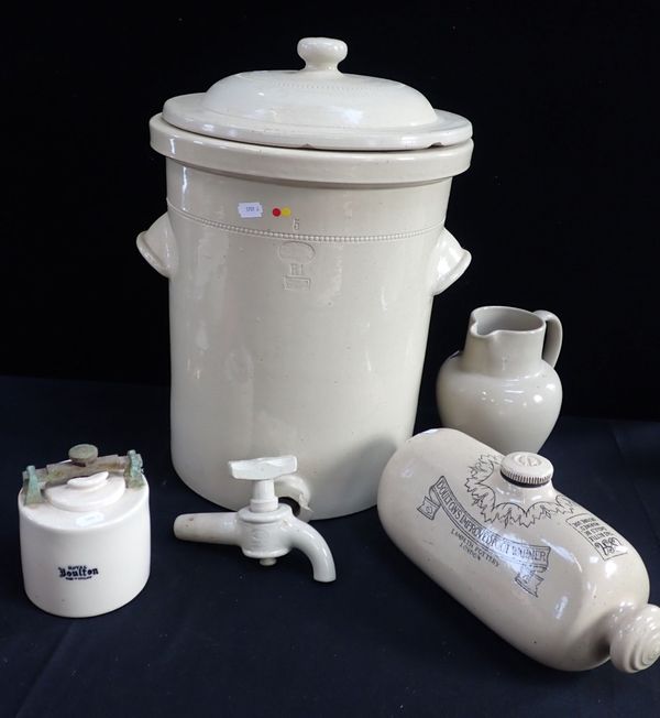 A LARGE DOULTON LAMBETH STONEWARE WATER FILTER OR CISTERN