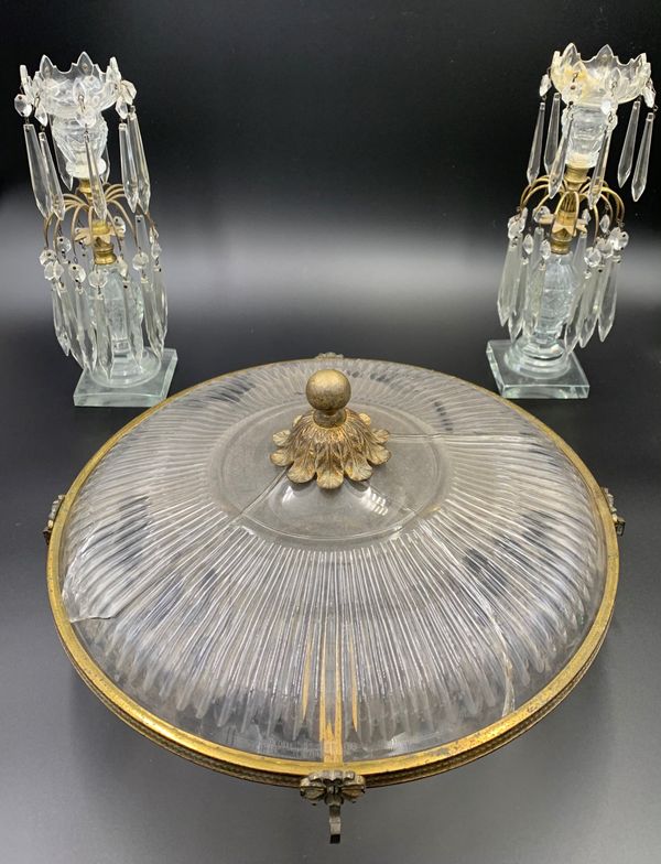 A REGENCY CUT-GLASS CEILING SHADE