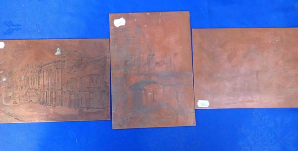 THREE ARTIST ETCHED COPPER PRINTING PLATES