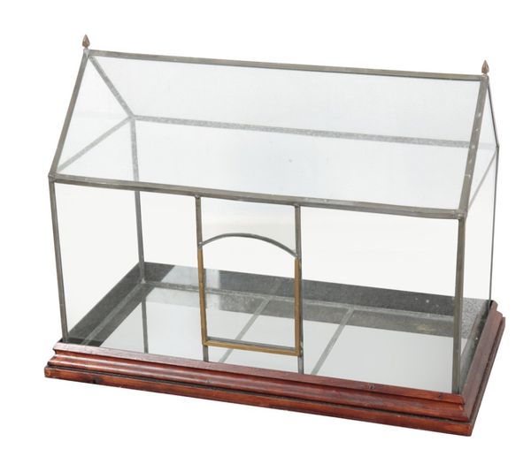 A VINTAGE LEAD AND GLASS TERRARIUM