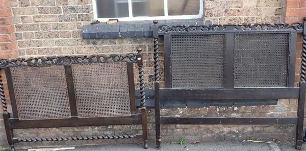 1920s OAK 'JACOBETHAN' STYLE DOUBLE BED ENDS