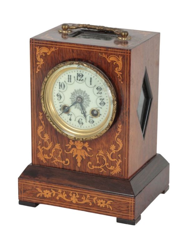 A 19TH CENTURY ROSEWOOD MANTEL CLOCK BY SAMUEL MARTI